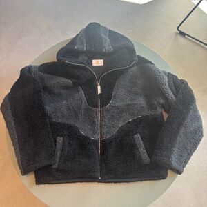 Trendtvision Black and Gray Cozy Teddy Fleece Warm Winter Jacket